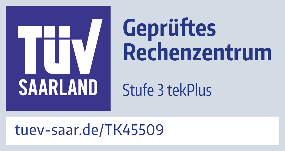 Zertifikat:TÜV geprüftes Rechenzentrum Stufe 3 tekPlus
